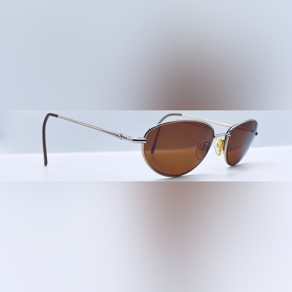 Vintage Fratelli Lozza Alexandra Gold Silver Oval Sunglasses Frames Only